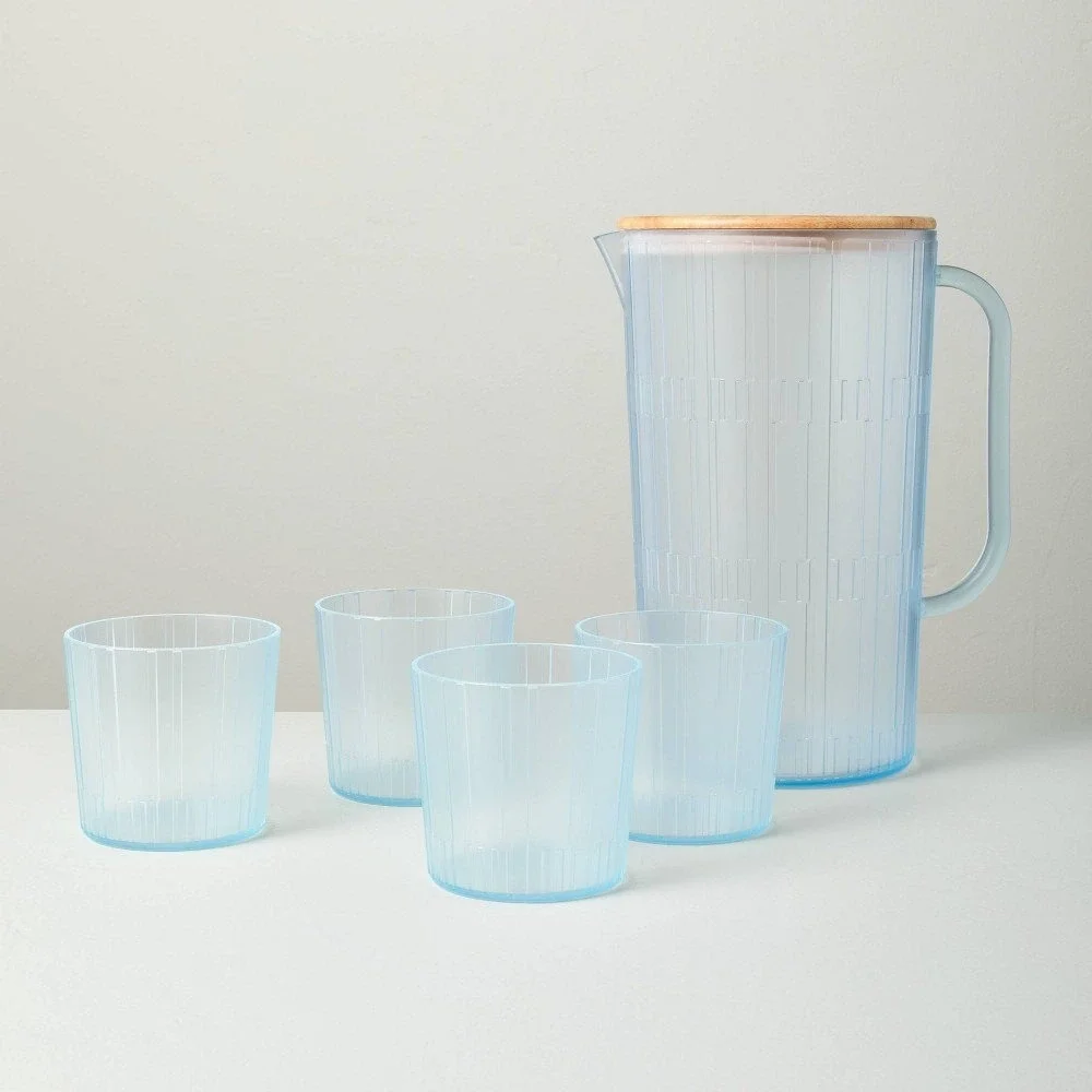 3L Acrylic Beverage Pitcher and Cup Set Blue - Hearth & Hand Magnolia,‎ Target